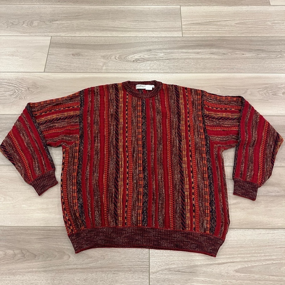 Norm Thompson Sweater Mens XL 3D Knit Crewneck Textured Cosby Y2K FLAWS